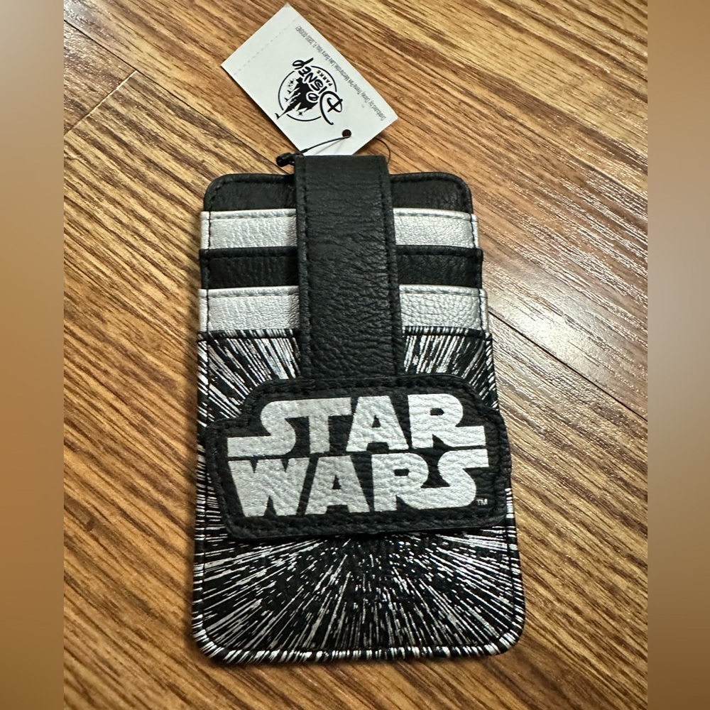 🆕 Disney Parks Star Wars Empire Credit Card ID Holder Wallet Black Silver NWT
